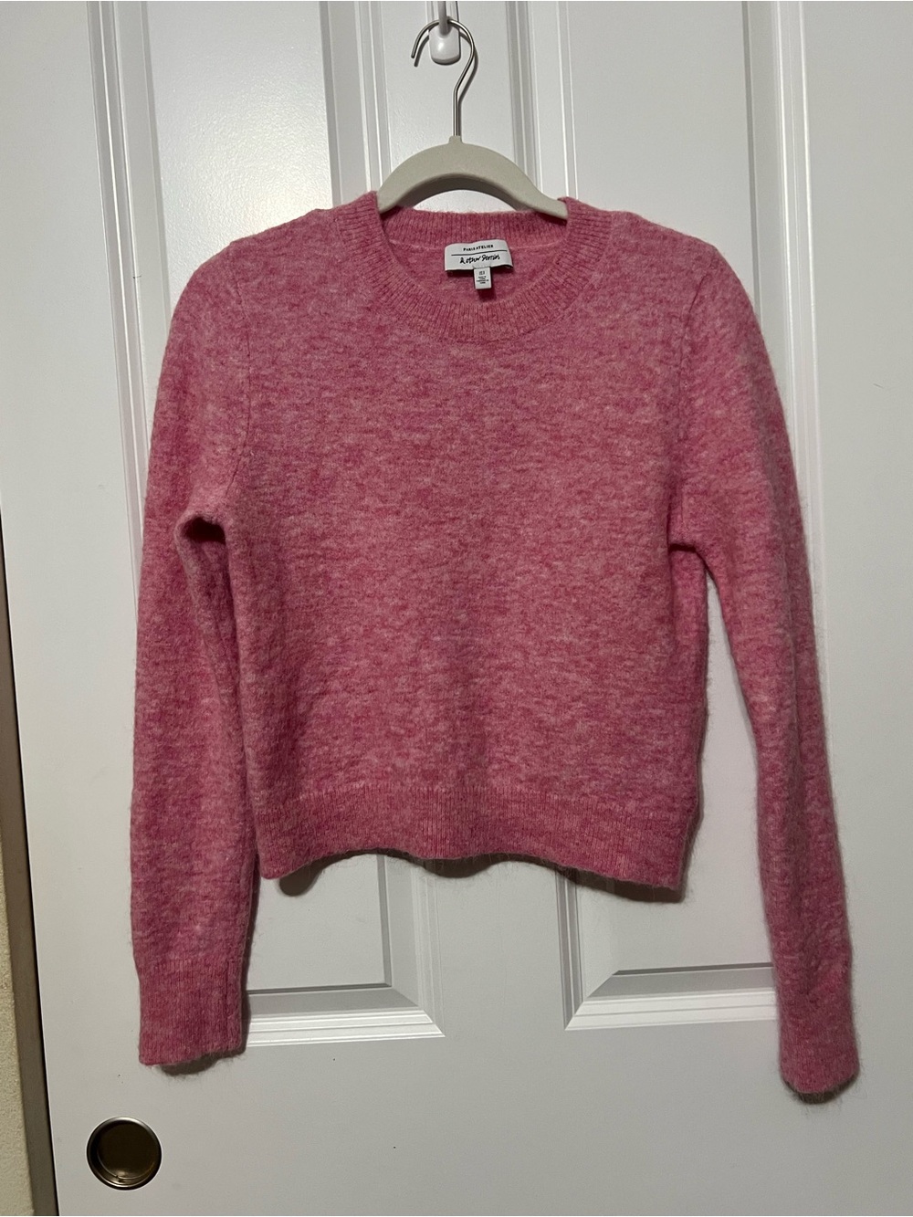 & Other Stories Paris Atelier Pink Fuzzy Alpaca Blend Crewneck Sweater - Size S